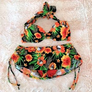 Hot Topic Skull Hibiscus Skirtini Swimsuit 💀🌺